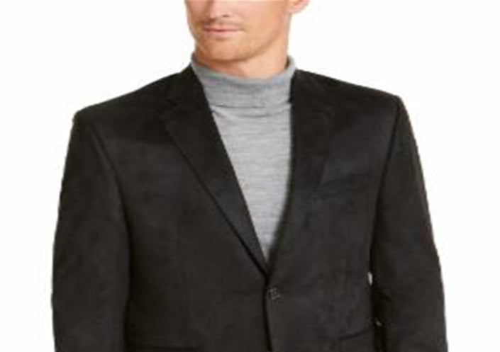 Ralph Lauren Masculino Classic Fit Camurça Sintética Casaco Esportivo Preto Tamanho 41