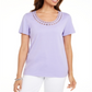 Camiseta Karen Scott Cotton com gola recortada, roxa, tamanho XS