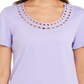 Camiseta Karen Scott Cotton com gola recortada, roxa, tamanho XS