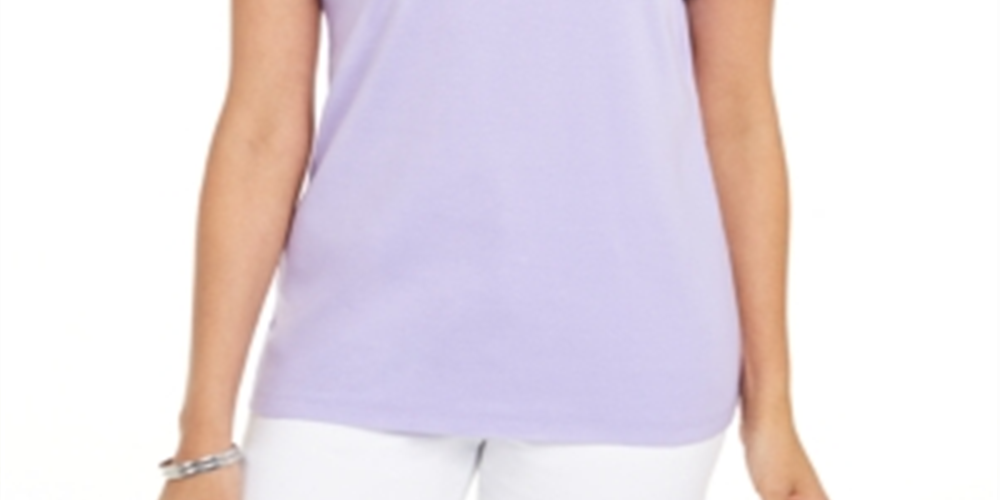 Camiseta Karen Scott Cotton com gola recortada, roxa, tamanho XS