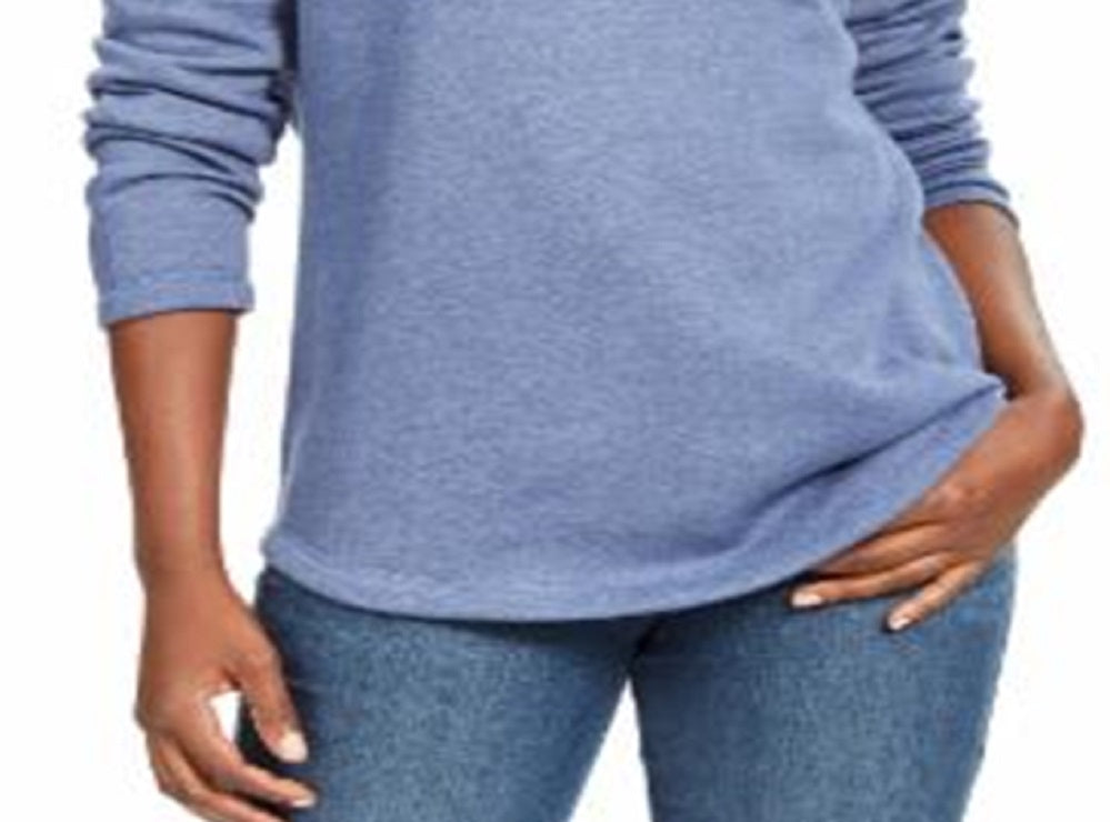 Karen Scott Suéter Feminino Manga Longa Heather Azul Tamanho XS