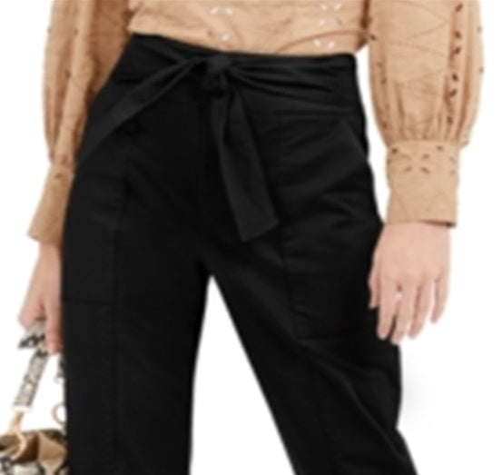Calça feminina de perna afunilada, cintura alta, reta, preta, tamanho 8, da INC International Concepts