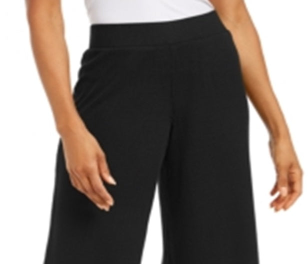 Calça Culottes Feminina Ideology Ribbed Preta Tamanho Médio