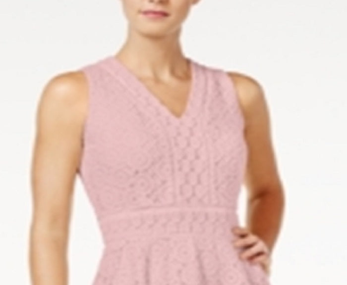 Vestido feminino Charter Club com ajuste evasê e renda, rosa, tamanho extragrande