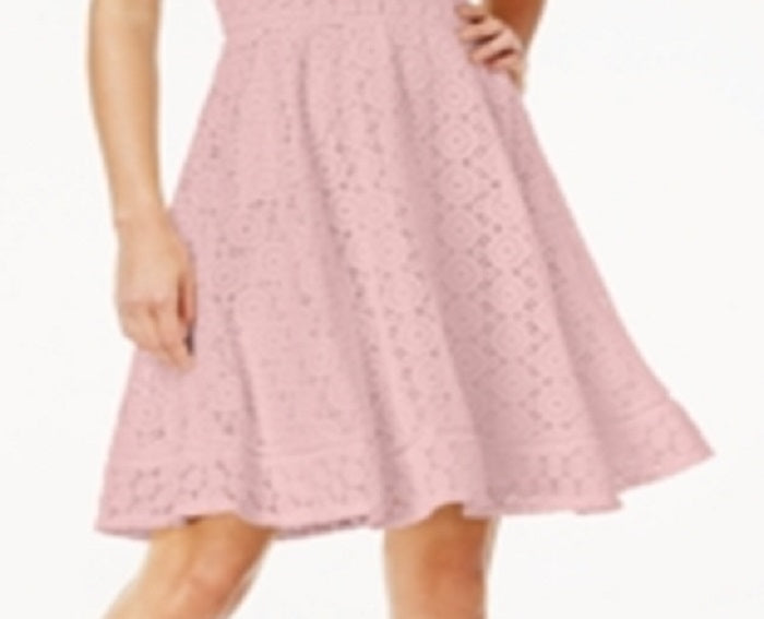 Vestido feminino Charter Club com ajuste evasê e renda, rosa, tamanho extragrande