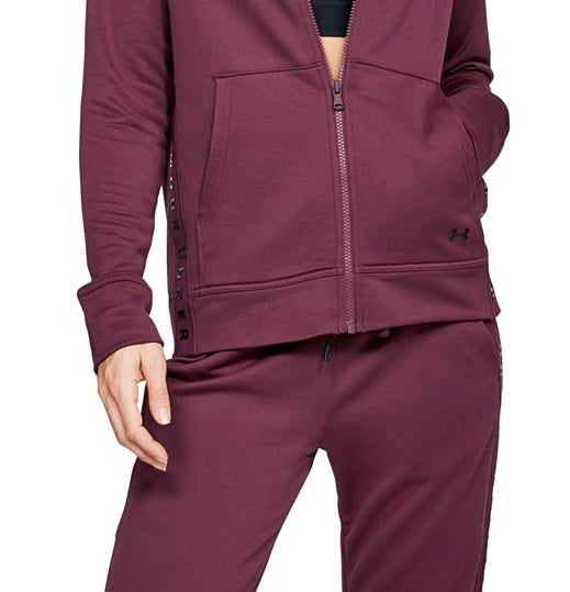 Moletom com capuz feminino Under Armour Tech Terry Zip, roxo, tamanho médio