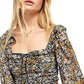 Blusa Mabel com cadarço feminina Free People, preta, tamanho pequeno