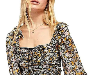 Blusa Mabel com cadarço feminina Free People, preta, tamanho pequeno