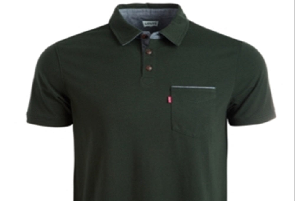Camisa polo masculina Levi's com bolso, verde, tamanho XXL, P/P
