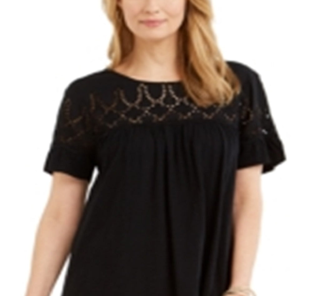 Vestido tubinho acima do joelho com estampa de blocos de cores femininos, manga longa, gola redonda, tamanho grande, preto, estilo &amp; co