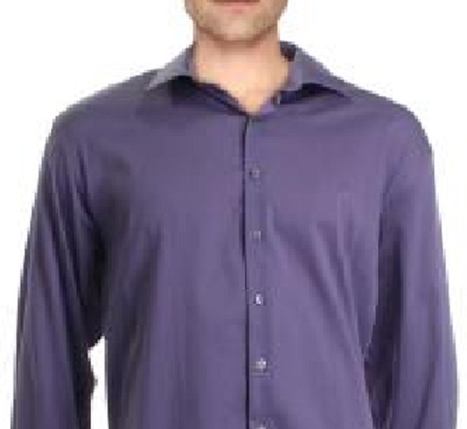 Camisa social masculina Alfani Regular Fit Officewear com botões, roxa, tamanho M-15-15,5-32/33