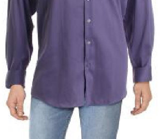 Camisa social masculina Alfani Regular Fit Officewear com botões, roxa, tamanho M-15-15,5-32/33