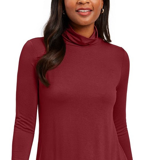 JM Collection Feminino Gola Alta Sólida Vermelha Tamanho Médio