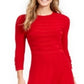 Vestido suéter feminino Jessica Howard com punho canelado e botões, vermelho, tamanho GG