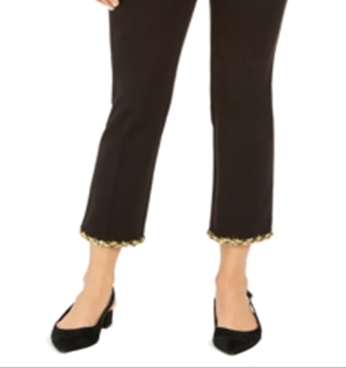 Calça Alfani Feminina com Bainha Metálica Preta Tamanho 4 Petite