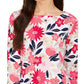 Blusa feminina com estampa floral Charter Club vermelha tamanho grande
