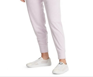 Calça de moletom feminina DKNY Sport Velour com estampa de logotipo, rosa, tamanho pequeno
