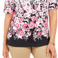 Karen Scott Blusa feminina com estampa floral e decote canoa, preta, tamanho pequeno