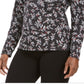Karen Scott Blusa Feminina Estampada Wheat Fields Gola Mock Preta Tamanho Pequeno Médio