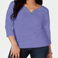 Karen Scott Top Henley de Algodão Feminino Roxo Tamanho X-S