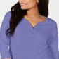 Karen Scott Top Henley de Algodão Feminino Roxo Tamanho X-S