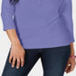 Karen Scott Top Henley de Algodão Feminino Roxo Tamanho X-S