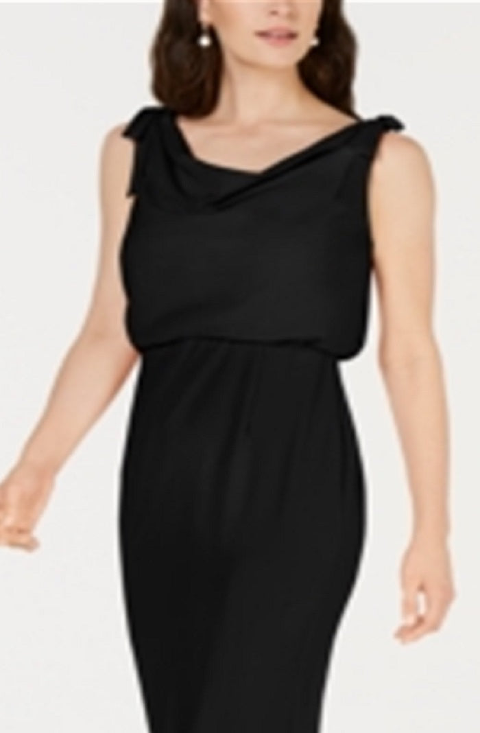 Vestido feminino Adrianna Papell Bluson com decote canoa, preto, tamanho 0