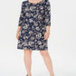 Vestido feminino Karen Scott Sport estampado com manga 3/4, azul, tamanho pequeno