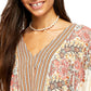 Blusa cropped feminina Free People com decote em V, marrom, tamanho médio