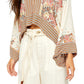 Blusa cropped feminina Free People com decote em V, marrom, tamanho médio
