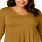 Top feminino plus size com bainha em lenço, amarelo, tamanho 1X, da coleção JM