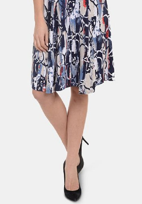 Vestido Godet sem mangas com decote em V feminino New York Collective, azul, tamanho grande