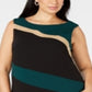 Vestido feminino sem mangas com decote em joia e comprimento até o joelho, estilo tubinho, para usar no trabalho, verde, tamanho 24W