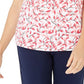 Karen Scott Top Henley Estampado Feminino Laranja Tamanho XS