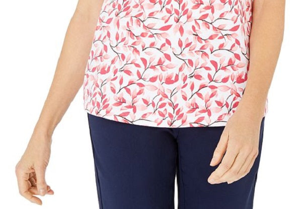Karen Scott Top Henley Estampado Feminino Laranja Tamanho XS