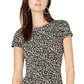 Vestido camuflado feminino Michael Kors com babados, verde, tamanho extrapequeno