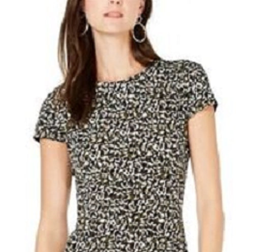 Vestido camuflado feminino Michael Kors com babados, verde, tamanho extrapequeno