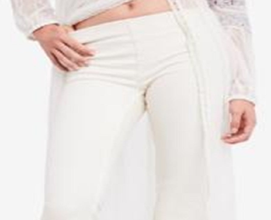 Calça jeans flare feminina Penny Pull Over da Free People, branca, tamanho 25