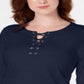 Moletom esportivo feminino Karen Scott com cadarço, azul, tamanho extragrande