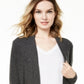 Cardigan feminino de cashmere Nicki com frente aberta, tamanho pequeno XL, cinza, Charter Club