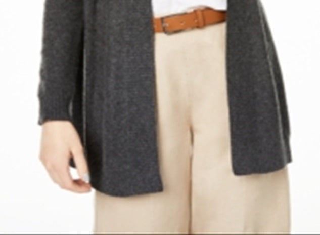 Cardigan feminino de cashmere Nicki com frente aberta, tamanho pequeno XL, cinza, Charter Club