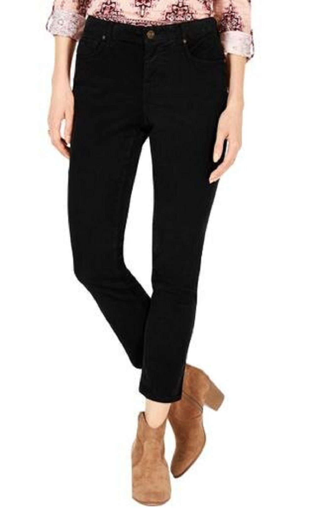 Jeans feminino slim fit de veludo cotelê estilo &amp; co, tamanho 6, preto, tamanho pequeno