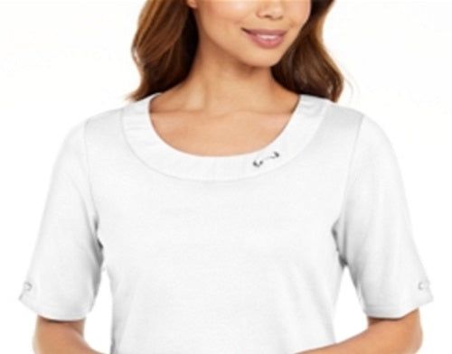 Karen Scott Top Feminino de Algodão com Argola Branco Tamanho P