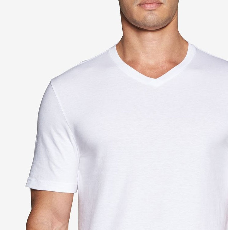 Camiseta Tommy Hilfiger Masculina com Gola V, Pacote Econômico, 4 unidades, Branca, Tamanho Grande