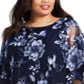 Vestido de coquetel feminino R &amp; M Richards, sem mangas, com decote em joia, comprimento até o joelho, azul, tamanho 14W