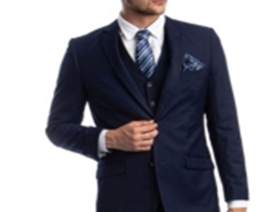 Terno masculino Azzuro Slim Fit com lapela entalhada, azul, tamanho 52R/46