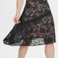 Vestido de renda com bainha assimétrica feminino DKNY, preto, tamanho 14