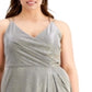 Vestido metálico com sobrepeliz plus size da Morgan &amp; Company para mulheres, amarelo, tamanho 22W