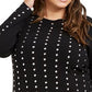 Suéter túnica plus size com tachas feminino INC International Concepts, preto, tamanho 0X
