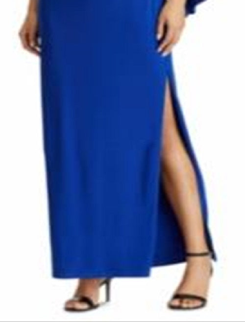 Vestido de festa longo com alças finas e comprimento flare Ralph Lauren feminino, azul, tamanho 4